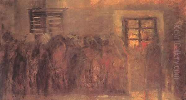 Queueing Up 1916 Oil Painting by Laszlo Mednyanszky