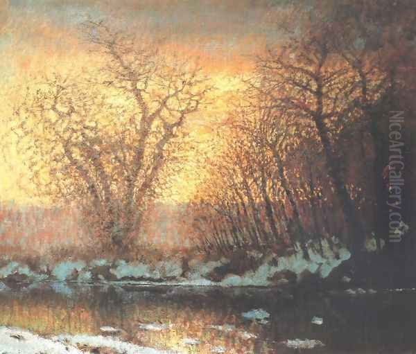 Thawing of Snow 1896-99 Oil Painting by Laszlo Mednyanszky