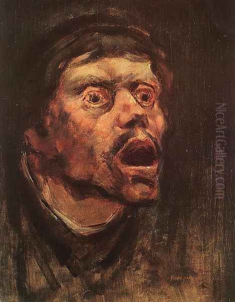 Head of a Tramp c. 1896 Oil Painting by Laszlo Mednyanszky