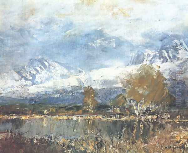 Lake in the Mountains 1895-99 Oil Painting by Laszlo Mednyanszky