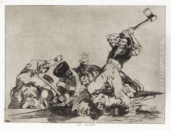 Group Of 8 Etchings With Aquatint From Los Desastres De La Guerra Oil Painting by Francisco De Goya y Lucientes