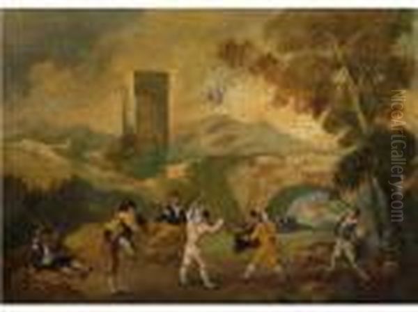 Spielende Kinder In Einer Landschaft Oil Painting by Francisco De Goya y Lucientes