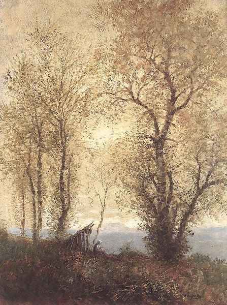 Landscape at Autumn 1890s Oil Painting by Laszlo Mednyanszky