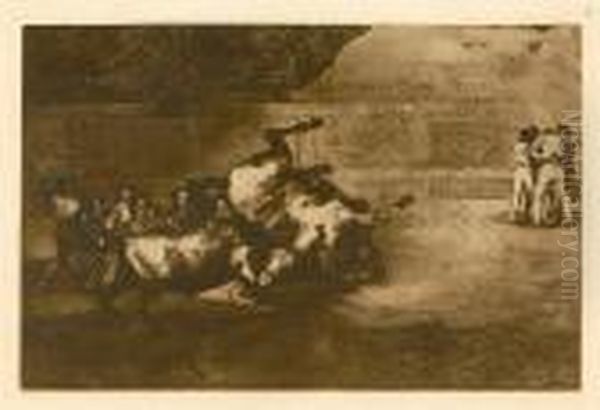 Horse Thrown By A Bull Oil Painting by Francisco De Goya y Lucientes