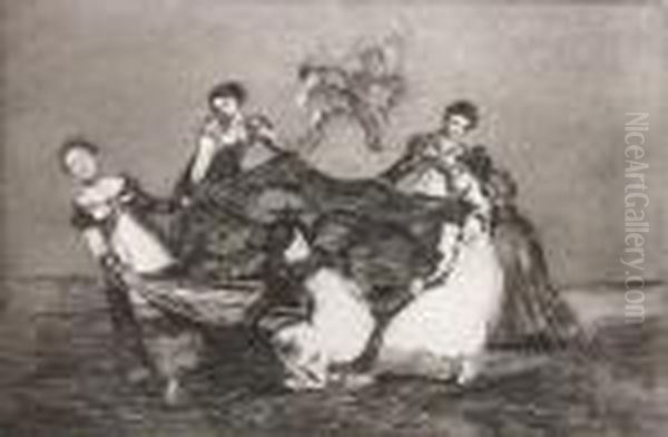 Pesa Mas Quie Un Burro Muerto,pl. 1, Fromproverbios Oil Painting by Francisco De Goya y Lucientes