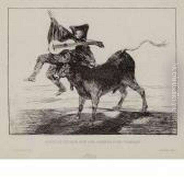 Aveugle Enleve Sur Les Cornes D'un Taureau Oil Painting by Francisco De Goya y Lucientes