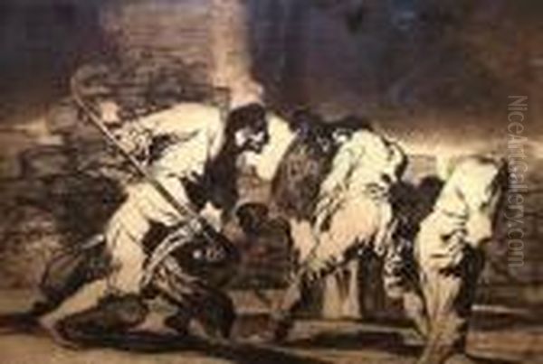 Disparate Furiozo From Los Proverbios Oil Painting by Francisco De Goya y Lucientes