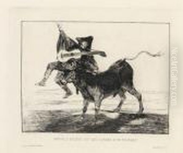 Aveugle Enleve Sur Les Cornes D'un Taureau Oil Painting by Francisco De Goya y Lucientes