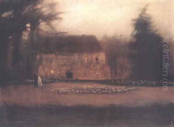 Park at Twilight 1911-15 Oil Painting by Laszlo Mednyanszky