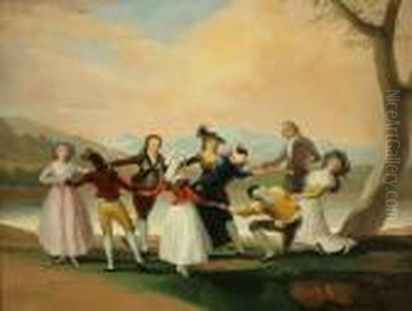 The Blind Man's Bluff (le Gallina Ciega) Oil Painting by Francisco De Goya y Lucientes