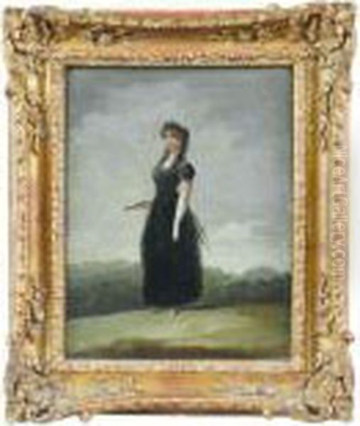 Jeune Femme A L'eventail Oil Painting by Francisco De Goya y Lucientes