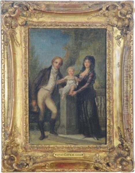 An Elegant Couple With A Child Oil Painting by Francisco De Goya y Lucientes