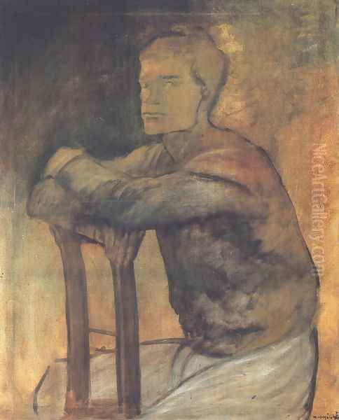 Sitting Tramp 1914-17 Oil Painting by Laszlo Mednyanszky