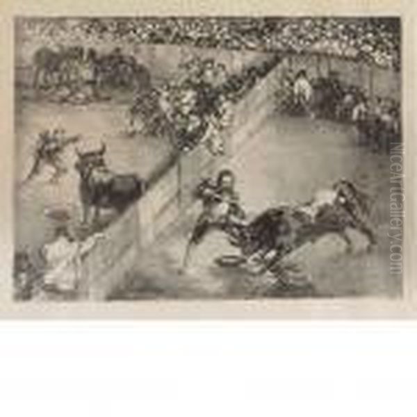 Bullfight In A Divided Ring Oil Painting by Francisco De Goya y Lucientes