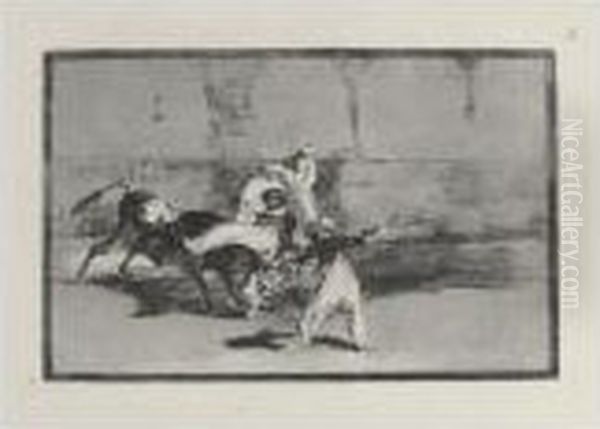 Cogida De Un Moro Estando En La Plaza Oil Painting by Francisco De Goya y Lucientes