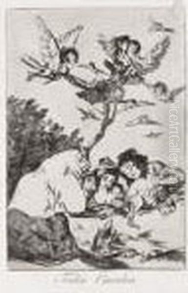 4 Acqueforti - Acquetinte Tavole Numero 19, 57, 58 E 62 Dalla Serie Los Caprichos Oil Painting by Francisco De Goya y Lucientes