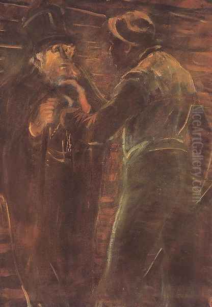 Mugging 1910-13 Oil Painting by Laszlo Mednyanszky