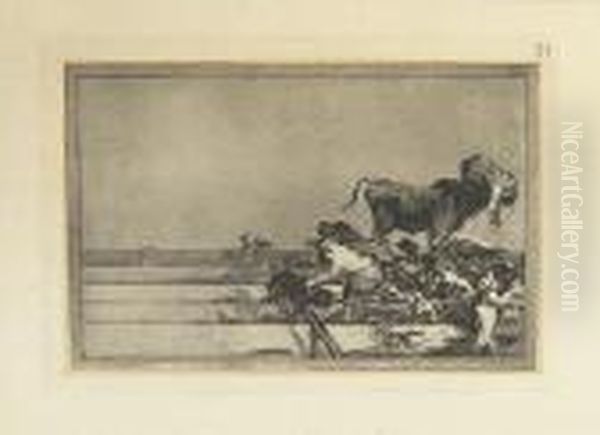 Three Etchings With Aquatint From La Tauromaquia. Oil Painting by Francisco De Goya y Lucientes