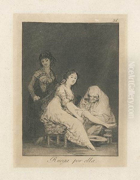 Ruega Por Ella. Oil Painting by Francisco De Goya y Lucientes