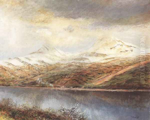 Mountain Landscape with Lake Oil Painting by Laszlo Mednyanszky