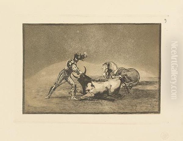 Two Etchings With Aquatint From La Tauromaquia. Oil Painting by Francisco De Goya y Lucientes