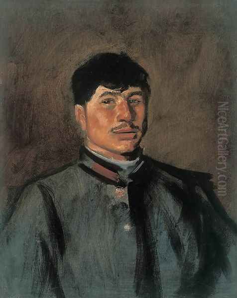 Portrait of a Young Soldier 1914-15 Oil Painting by Laszlo Mednyanszky