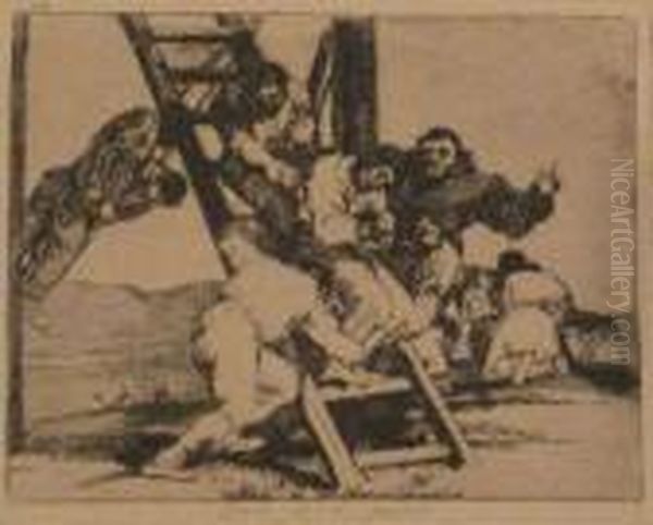 Two Etchings With Drypoint. Oil Painting by Francisco De Goya y Lucientes