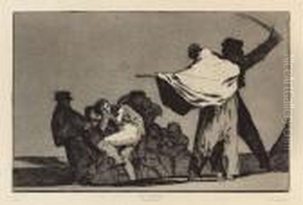 Que Guerrero! - Una Reina Del Circo. - Otras Leyes Por El Pueblo. - Lluvia De Toros. Oil Painting by Francisco De Goya y Lucientes