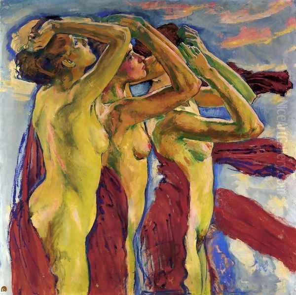 The Three Graces Oil Painting by Koloman Moser