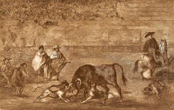 Perros Al Toro Oil Painting by Francisco De Goya y Lucientes