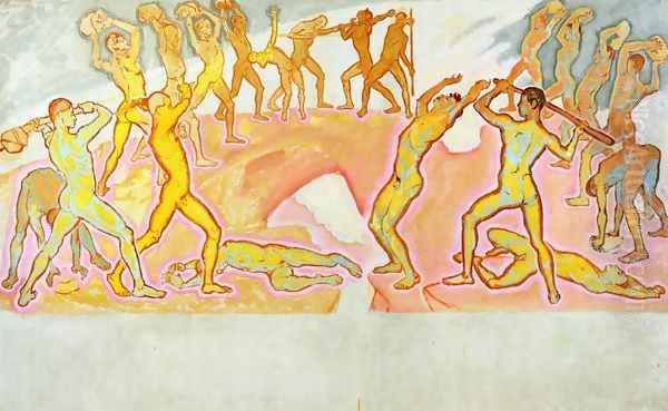 Clash of the Titans Oil Painting by Koloman Moser