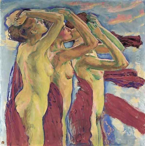 Die drei Grazien Oil Painting by Koloman Moser