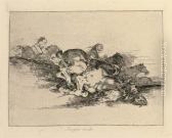 Two Plates, From 
Los Desastres De La Guerra Oil Painting by Francisco De Goya y Lucientes