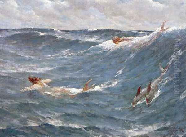 Mermaids 1889 Oil Painting by George Willoughby Maynard