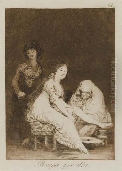 She Prays For Her Oil Painting by Francisco De Goya y Lucientes