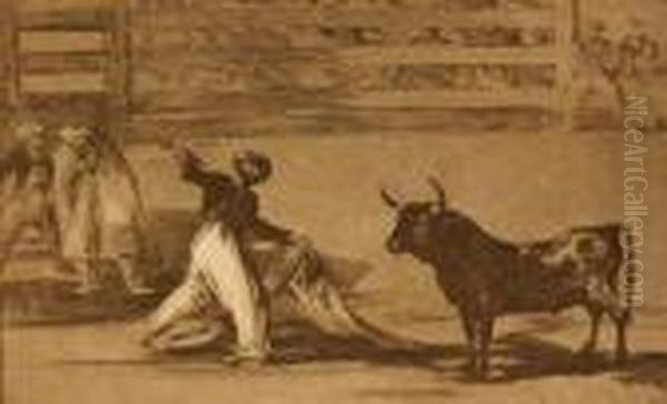 Origen De Los Arpones O Banderillas, Pl. 7 (from Latauromaquia) Oil Painting by Francisco De Goya y Lucientes