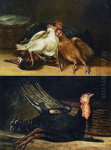 Pavo Muerto Y Cesto / Pajaros Muertos Y Canasta Oil Painting by Francisco De Goya y Lucientes