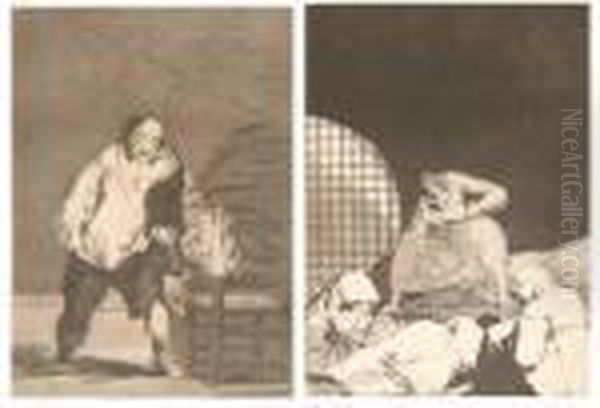 Y Se Le Quema La Casa And Las Rinde El Sueno Oil Painting by Francisco De Goya y Lucientes