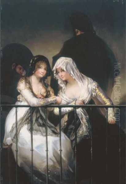 Majas En El Balcon Oil Painting by Francisco De Goya y Lucientes