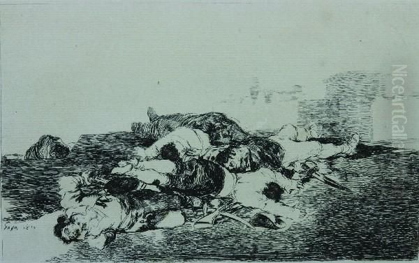 A Print From The Series Los Disastres Del Guerre Oil Painting by Francisco De Goya y Lucientes