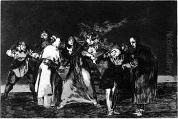 Sanan Cuchilladas Mas No Malas Palabras Oil Painting by Francisco De Goya y Lucientes