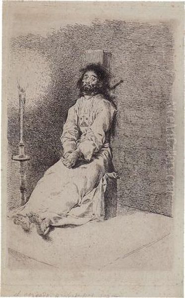 Garroted Man Oil Painting by Francisco De Goya y Lucientes