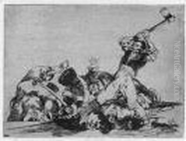 Los Desastres De La Guerra (d. 120-199; H. 121-200) Oil Painting by Francisco De Goya y Lucientes