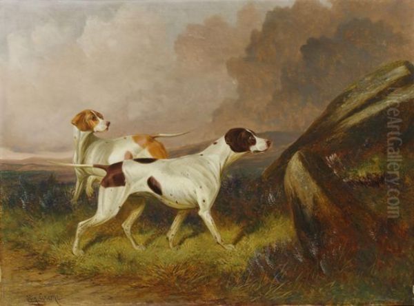 Dogs On Point Oil Painting by Colin Graeme Roe