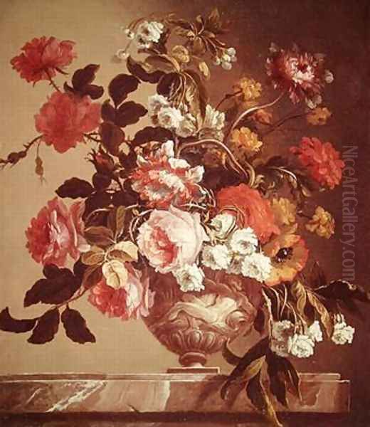 Flowers in a Vase Oil Painting by Jean-Baptiste Monnoyer