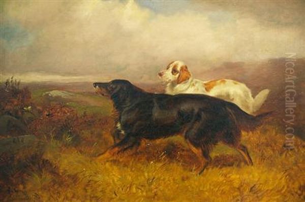 Setters On A Moor
Bears Indistinct Initials 
G.a. Oil Painting by Colin Graeme Roe