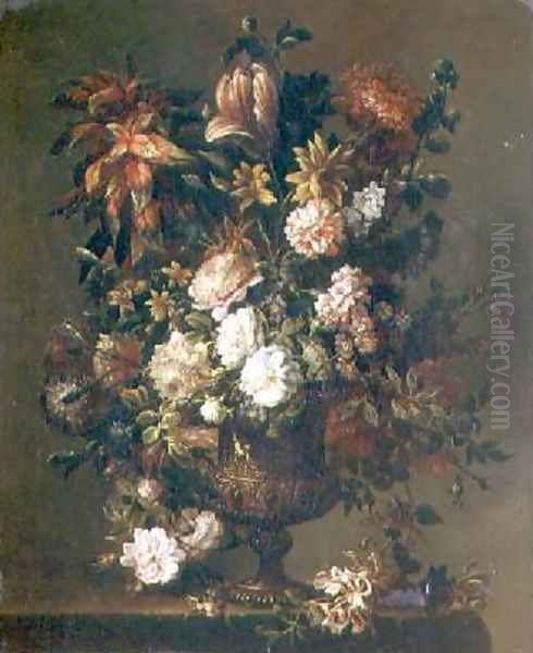 Tulips Narcissi and other flowers Oil Painting by Jean-Baptiste Monnoyer