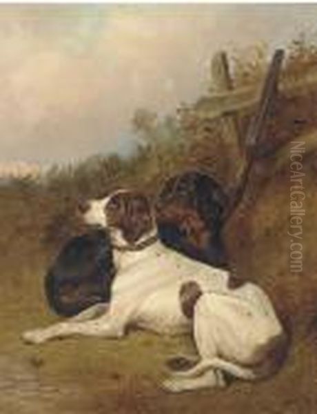 English Pointers Oil Painting by Colin Graeme Roe