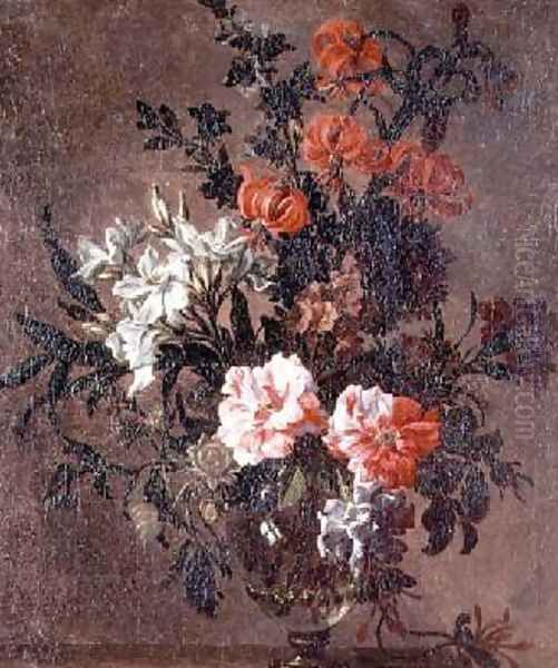 Still life lillies and other flowers Oil Painting by Jean-Baptiste Monnoyer