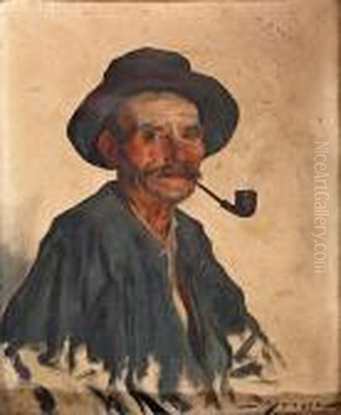 Fumador De Pipa Oil Painting by Luis Graner Arrufi